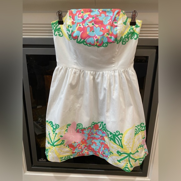 Women’s Lilly Pulitzer Lotti Strapless Mini Dress in Mariposa White Floral- Sz 6 - Picture 4 of 11